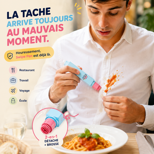Swipe Pen™ — Le stylo détachant 2-en-1 nomade