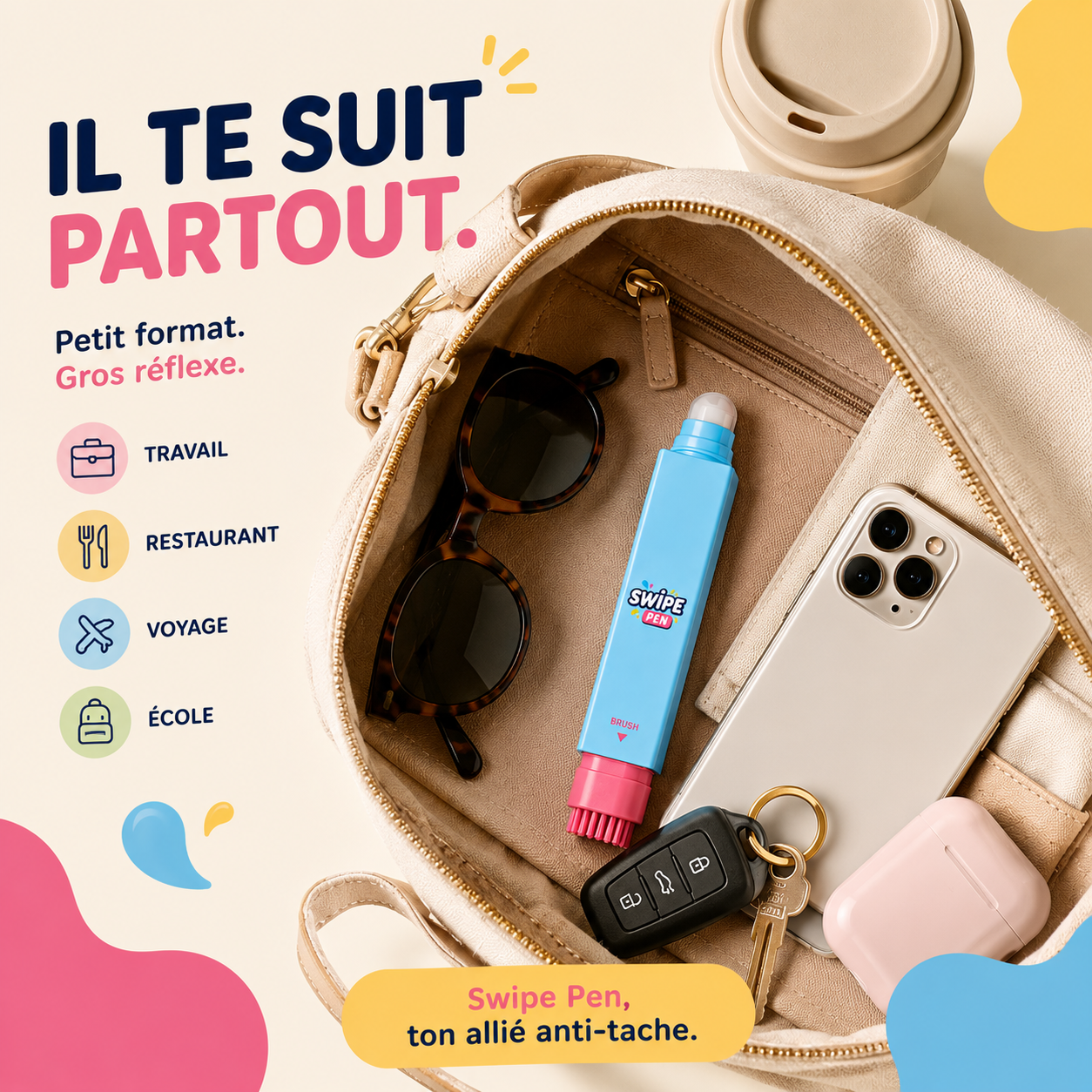 Swipe Pen™ — Le stylo détachant 2-en-1 nomade