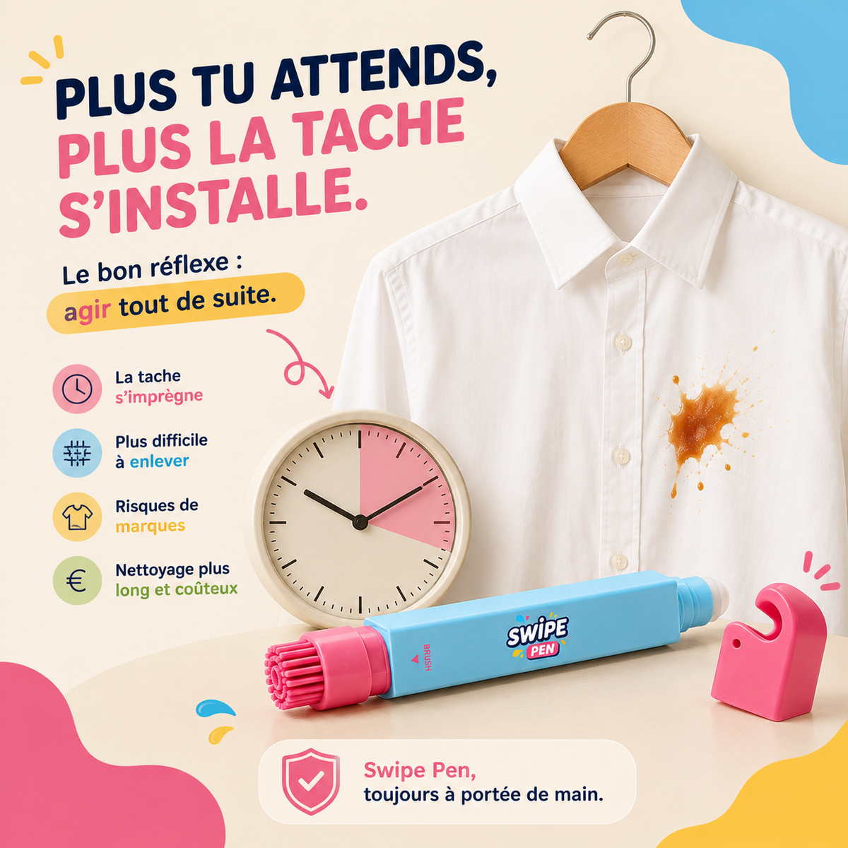 Swipe Pen™ — Le stylo détachant 2-en-1 nomade